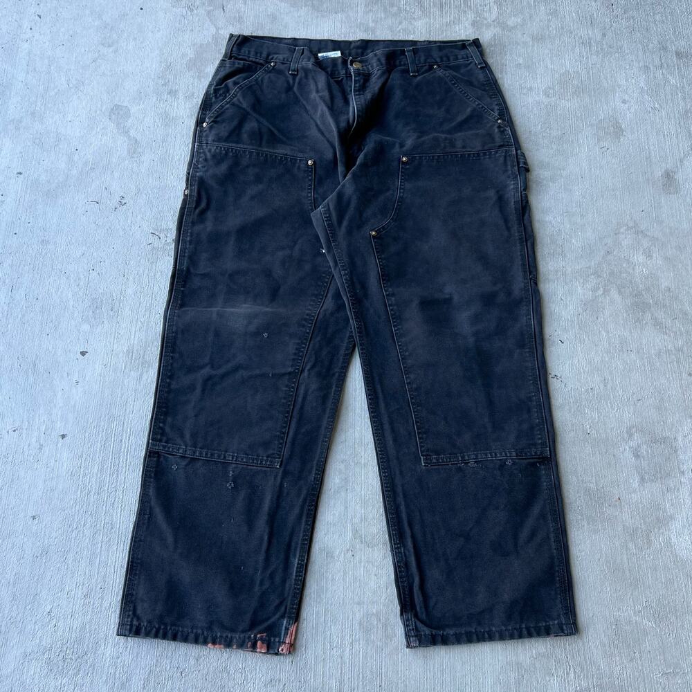 Carhartt faded black double knee work wear carpenter pants